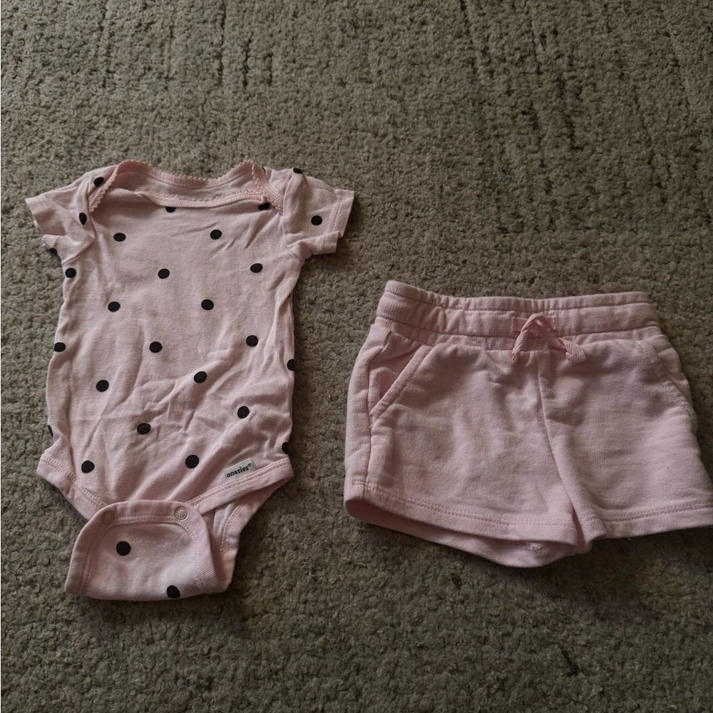 Gerber Pink and Black Polka Dot Bodysuit and Shorts Set - Picture 2 of 4